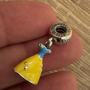 Pandora Yellow and Blue Enamel Dress Charm Pendant